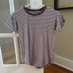 Madewell Purple and White Striped Short Sleeve Tee